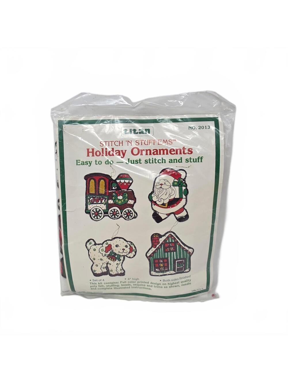 Vintage 1980 Titan Stitch N Stuffems Christmas Ornament Kit No. 2013